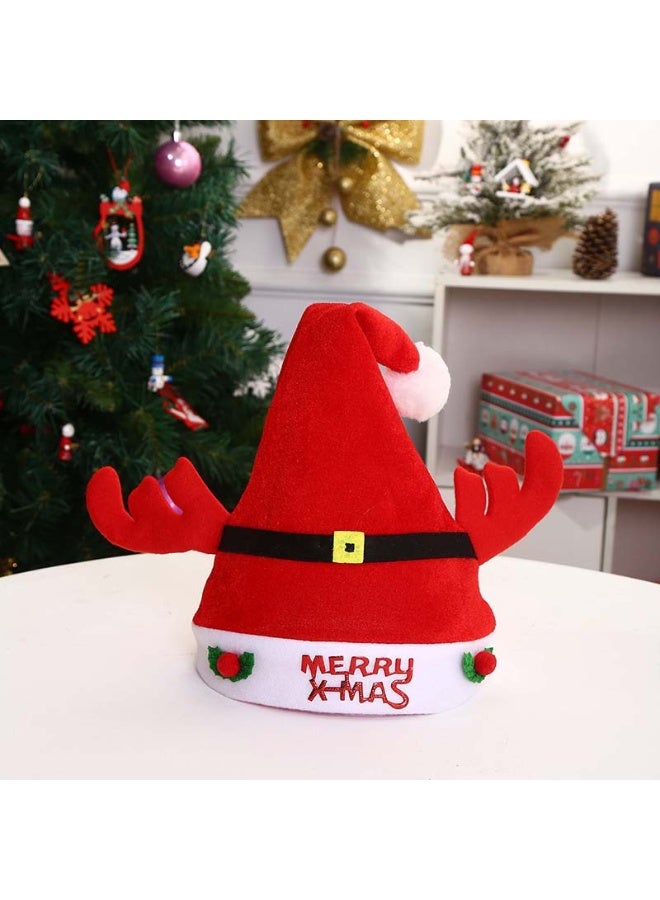 ووفيكسر 🎄🎄🎅❄️ 1 قطعة من قبعات سانتا القطيفة - قبعة سانتا الكريسماس مع زينة سانتا كلوز ورنة الكريسماس لمستلزمات حفلات العطلات الاحتفالية - Image 2