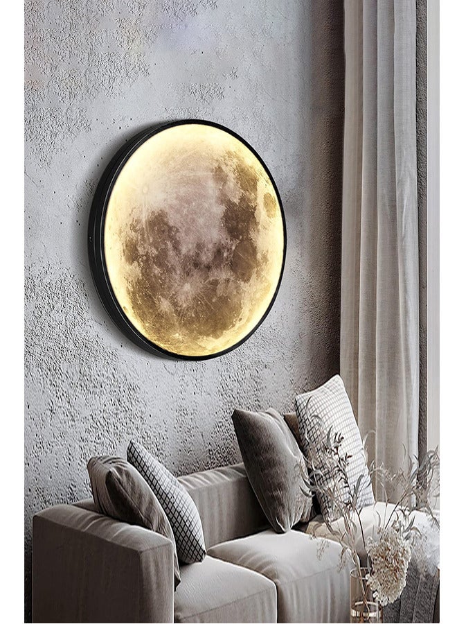 RATSAW Dimmable Moon Wall Light with Remote Control 19.6 Inches Modern LED Wall Mounted Ceiling Light 24W Suitable for Living Room Bedroom