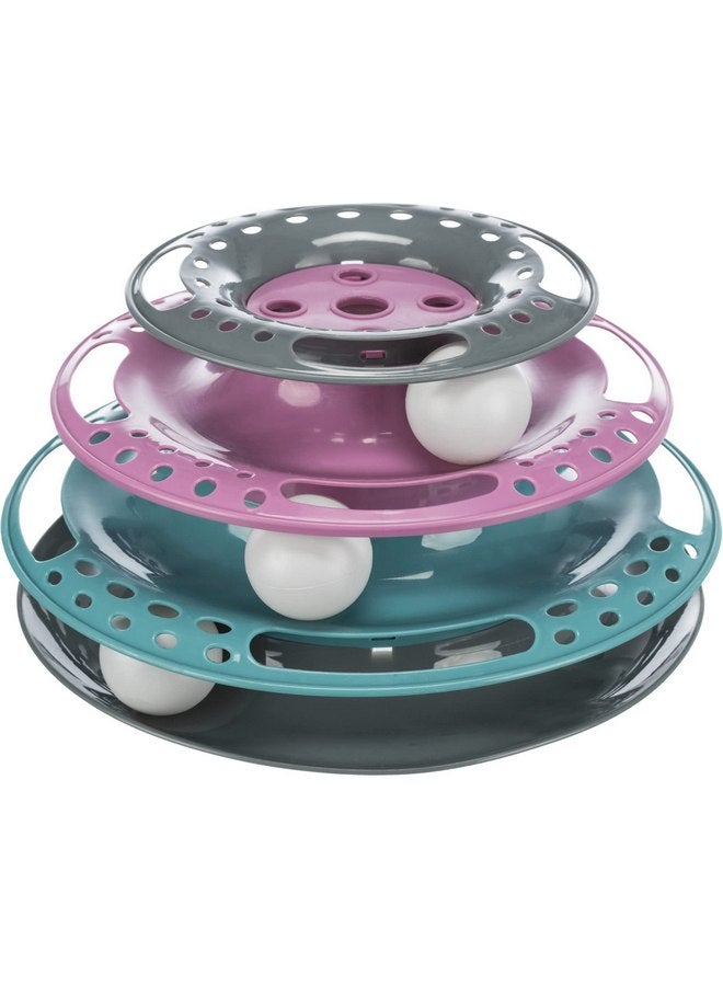 TRIXIE Catch The Balls Circle Track, Interactive Cat Toy, Cat, and Mouse Games (Green/Gray) - Image 1