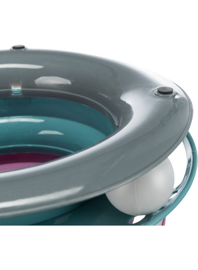 TRIXIE Catch The Balls Circle Track, Interactive Cat Toy, Cat, and Mouse Games (Green/Gray) - Image 2