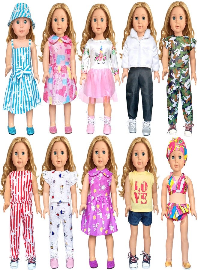 ARTST American 18 inch Doll Clothes Accessories-10 Set Doll Outfits for Girl Doll Clothes, Valentine's Toys Gifts for Kids Dressing up - Image 1