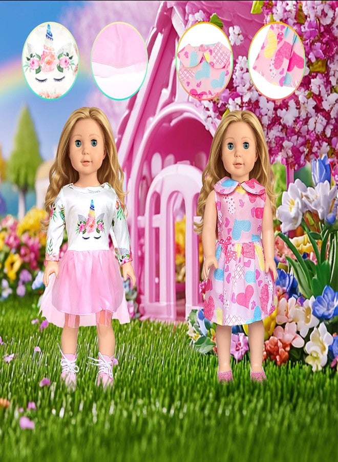 ARTST American 18 inch Doll Clothes Accessories-10 Set Doll Outfits for Girl Doll Clothes, Valentine's Toys Gifts for Kids Dressing up - Image 2