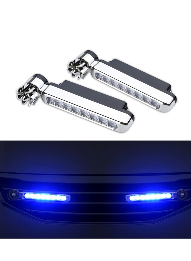 Y&D Wind Power Daytime Running Light 1 Pair 8LEDs Car Universal Energy Powered Auxiliary Lamp Automobile Decorative No Need External Supply-Blue  - Image 1