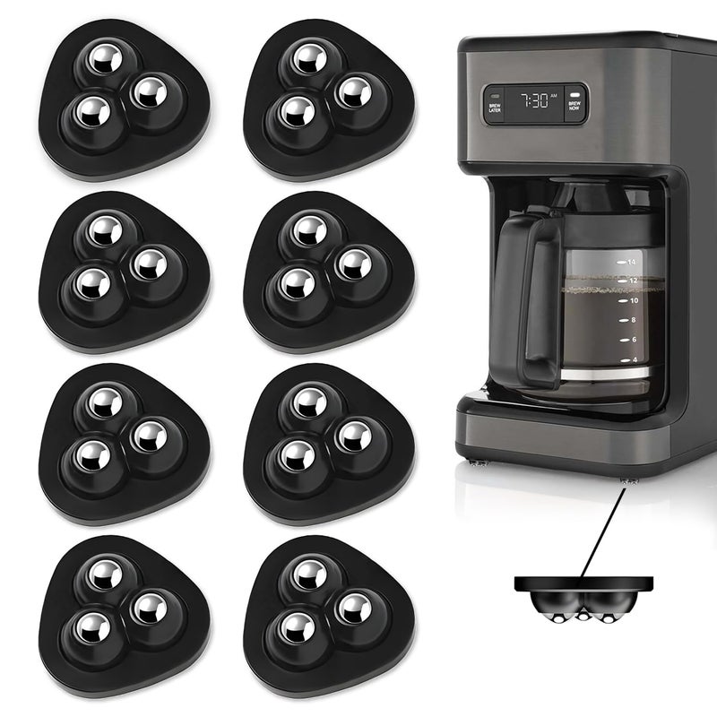 uadbau Appliance Slider, 8 Pack Self Adhesive Mini Caster Wheels, Appliance Rollers, 360Â° Swivel Universal Rollers, Appliance Sliders for Kitchen Appliances, for Coffee Maker, Countertop, Storage Box - Image 1