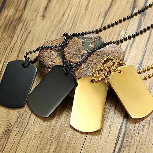 VNOX Military US Army Dog Tag Necklace Mens Black Stainless Steel Double Dog Tag Dangling Pendant Necklace,Bead Chain Necklace 24",Veterans Day Gifts for Men - Image 5