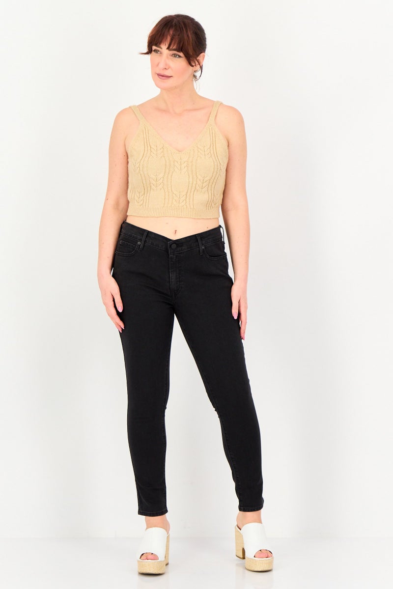 Levi's Women Skinny Fit Washed Stretchable Jeans, Black - Image 4