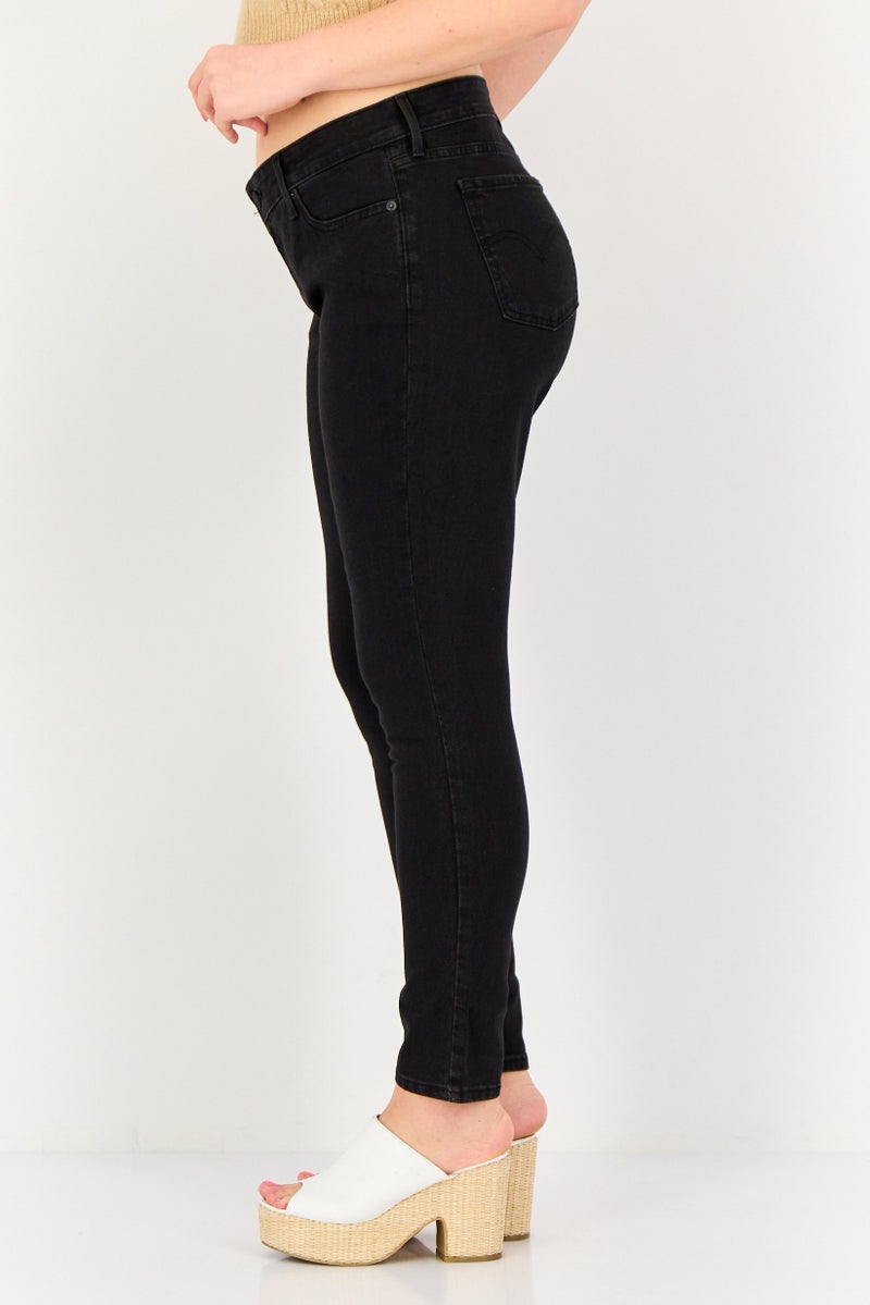 Levi's Women Skinny Fit Washed Stretchable Jeans, Black - Image 2