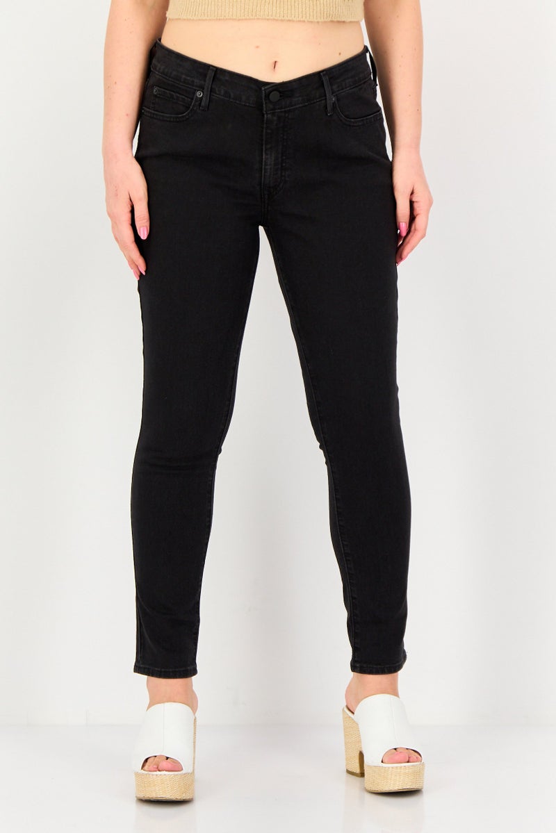 Levi's Women Skinny Fit Washed Stretchable Jeans, Black - Image 1