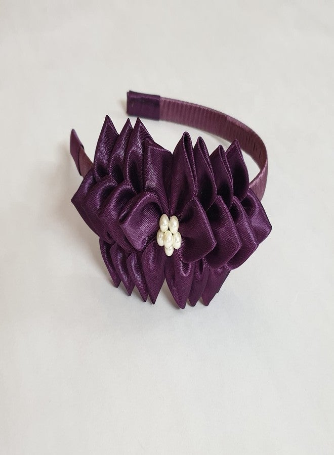 Belleza Crafting with Creativity Handmade Dark Purple Shade2/ Jamun Flower Hairband/Headband/Tiara with lots of petals TFH1 PatternK1 (Pack of 1) - Image 2
