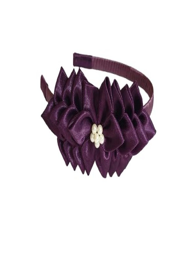 Belleza Crafting with Creativity Handmade Dark Purple Shade2/ Jamun Flower Hairband/Headband/Tiara with lots of petals TFH1 PatternK1 (Pack of 1) - Image 1