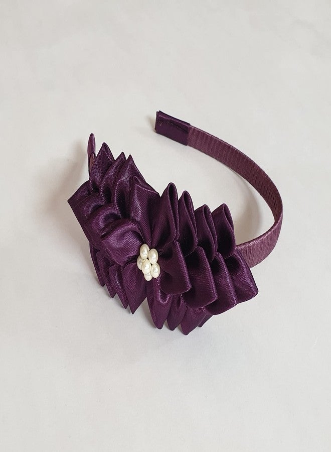 Belleza Crafting with Creativity Handmade Dark Purple Shade2/ Jamun Flower Hairband/Headband/Tiara with lots of petals TFH1 PatternK1 (Pack of 1) - Image 3