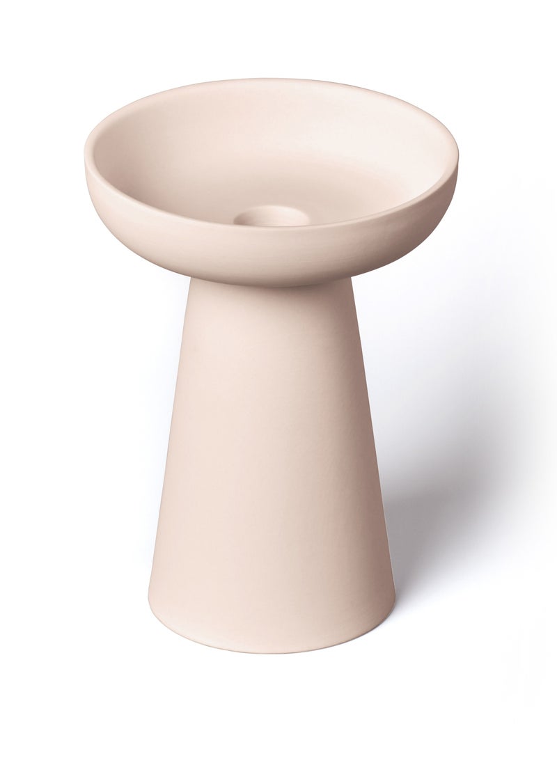 Aery Living Large Porcini Pillar and Taper Soft Pink Matte Ceramic Candle Holder  - Image 1