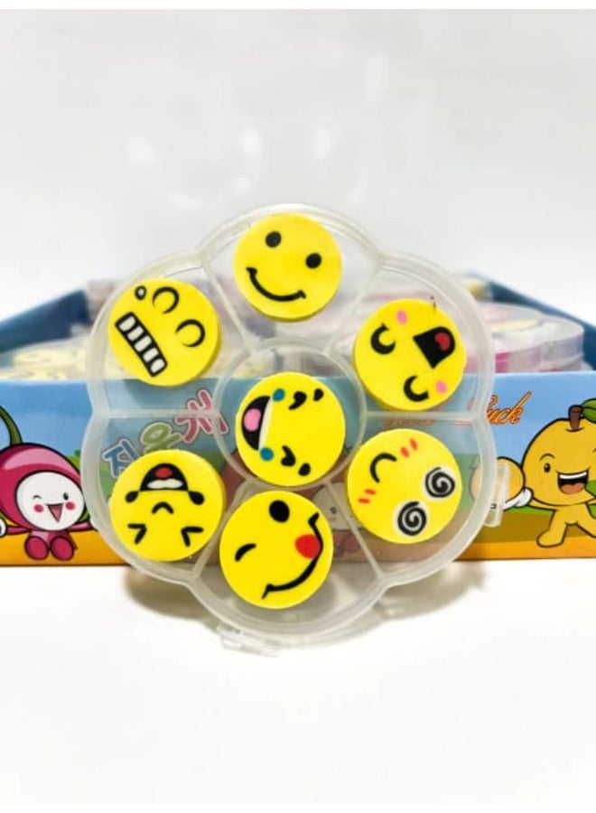 Feel Home Rose-shaped eraser set, 7 pieces, assorted shapes (fruits and emojis), 3D eraser. Set includes: 7 pieces - Image 3