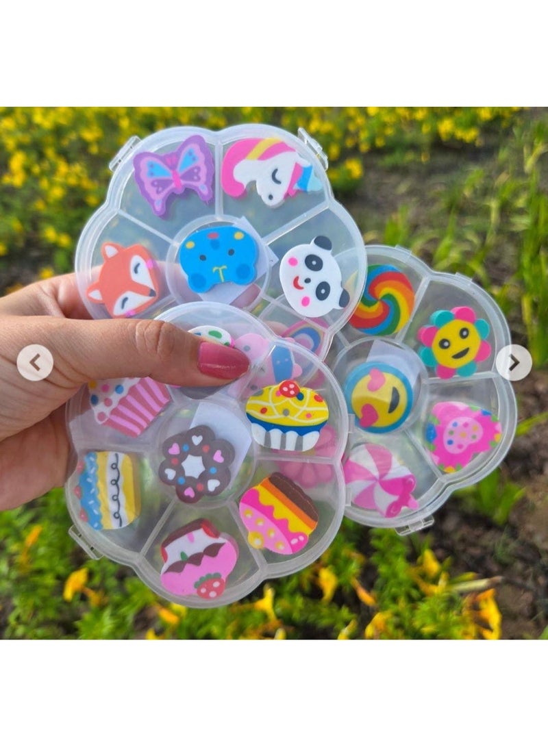 Feel Home Rose-shaped eraser set, 7 pieces, assorted shapes (fruits and emojis), 3D eraser. Set includes: 7 pieces - Image 2