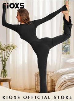 RIOXS Jumpsuits For Women Long Sleeve Square Neck Leg Full Length Romper Playsuit Women's Body Suits Ladies Jumpsuit  - Image 3