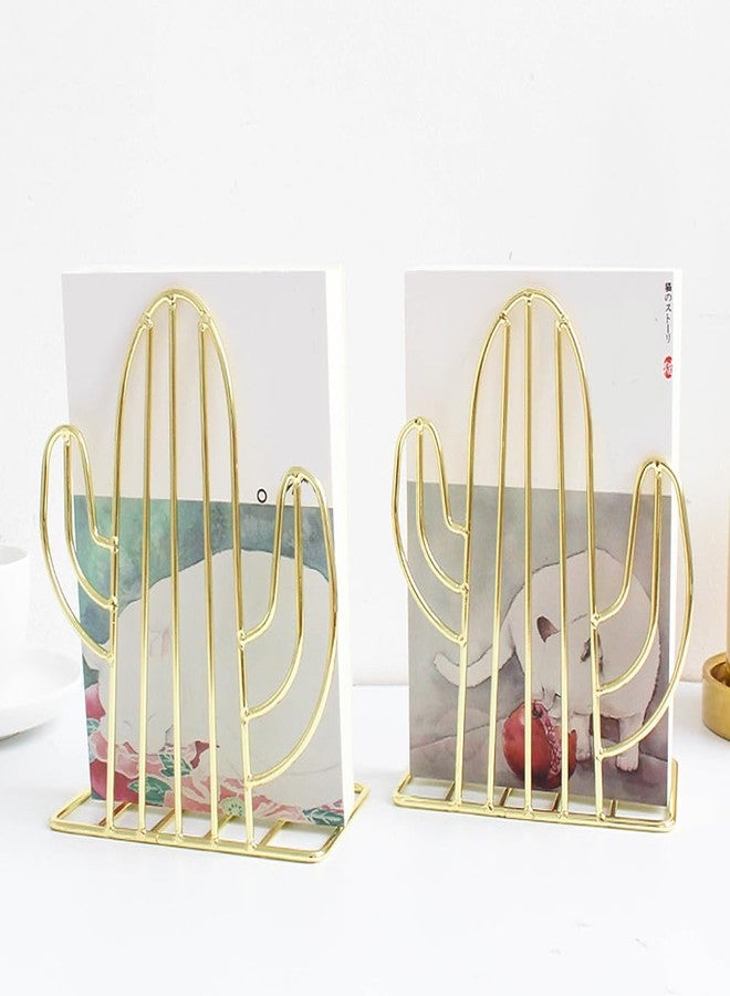 DIYEAH Cactus Bookends Metal Creative Plant Shape Book Stand Organizer for Home Office Desk Compact 7.08X5.31X3.54 Inch Book Rack for Books Files Magazines - Image 2