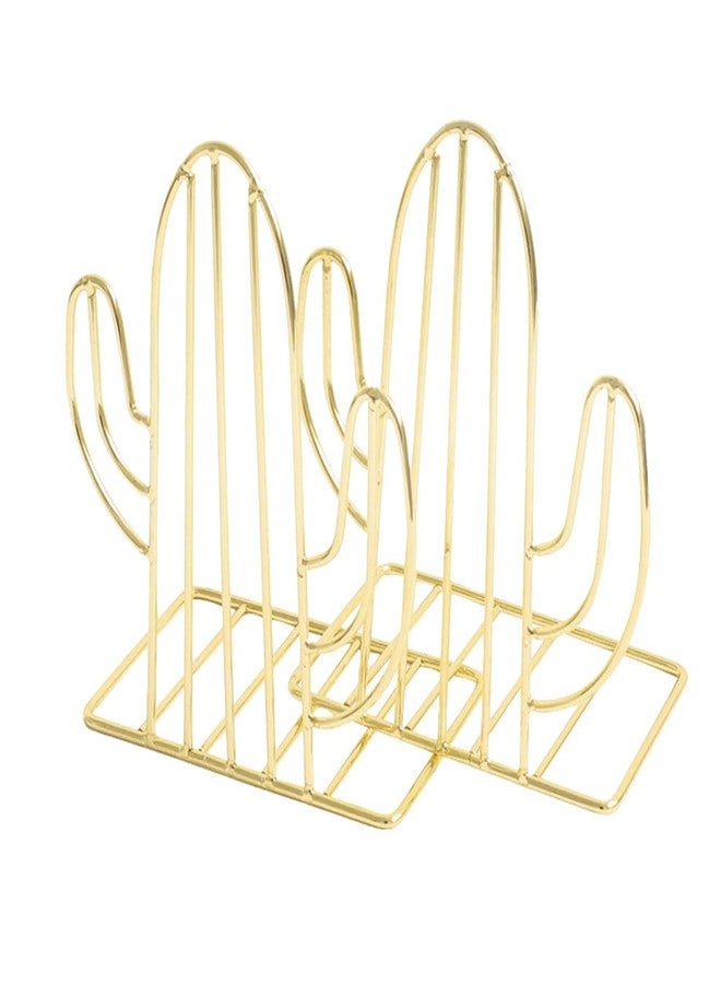 DIYEAH Cactus Bookends Metal Creative Plant Shape Book Stand Organizer for Home Office Desk Compact 7.08X5.31X3.54 Inch Book Rack for Books Files Magazines - Image 1