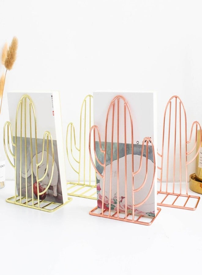 DIYEAH Cactus Bookends Metal Creative Plant Shape Book Stand Organizer for Home Office Desk Compact 7.08X5.31X3.54 Inch Book Rack for Books Files Magazines - Image 3