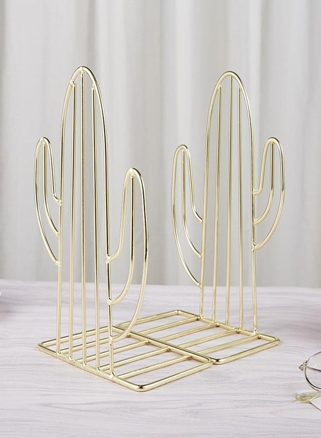 DIYEAH Cactus Bookends Metal Creative Plant Shape Book Stand Organizer for Home Office Desk Compact 7.08X5.31X3.54 Inch Book Rack for Books Files Magazines - Image 5