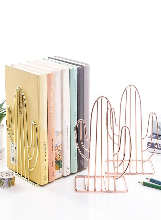 DIYEAH Cactus Bookends Metal Creative Plant Shape Book Stand Organizer for Home Office Desk Compact 7.08X5.31X3.54 Inch Book Rack for Books Files Magazines - Image 4
