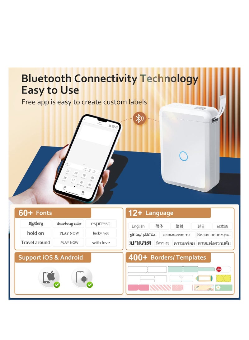 Label Maker Machine with Tape, D110 Portable Bluetooth Label Printer for Storage, Shipping, Barcode, Mailing, Office, Home, Organizing, Sticker Maker Mini Label Maker with Multiple Templates - Image 3