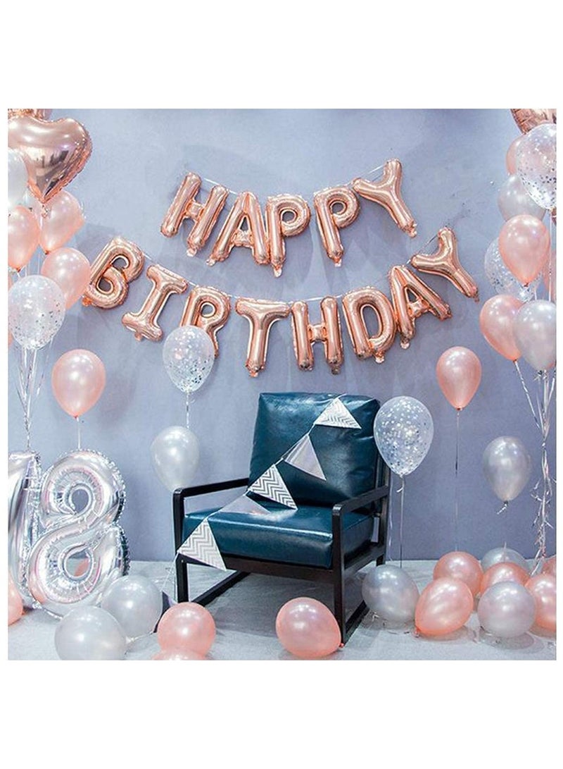 MARKQ لافتة بالونات عيد ميلاد سعيد باللون الذهبي الوردي، حروف من رقائق المايلر مقاس 16 بوصة، لافتة عيد ميلاد للبنات والأولاد والأطفال والكبار، ديكورات أعياد الميلاد ولوازم الحفلات - Image 2