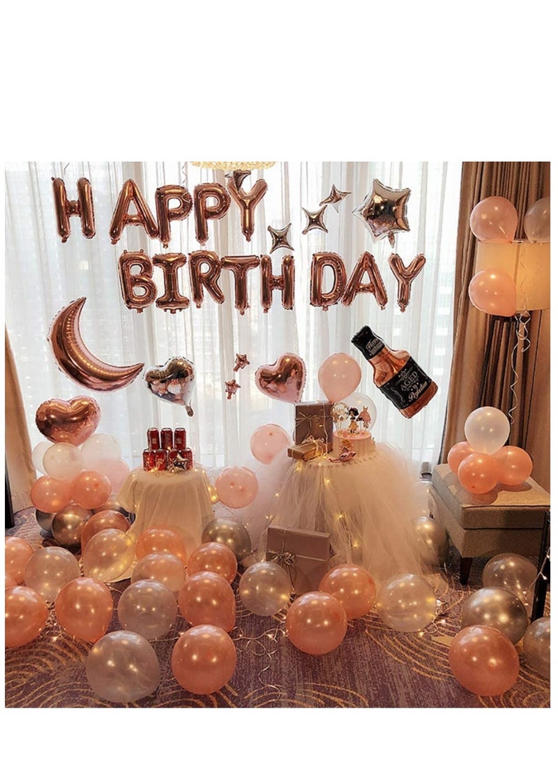 MARKQ لافتة بالونات عيد ميلاد سعيد باللون الذهبي الوردي، حروف من رقائق المايلر مقاس 16 بوصة، لافتة عيد ميلاد للبنات والأولاد والأطفال والكبار، ديكورات أعياد الميلاد ولوازم الحفلات - Image 5