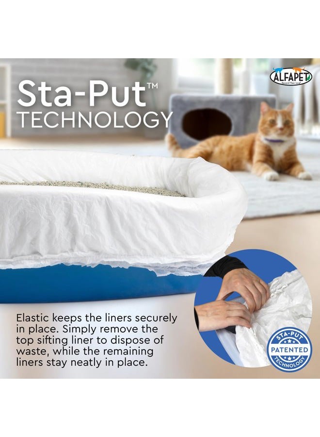 Alfapet Kitty Cat Pan Disposable, Elastic Sifting Liners- 15-Pack + 3 Solid Transfer Liner -For Large, X-Large, Giant, Extra-Giant Size Litter Boxes- With Easy Fit Sta-Put Technology (15 Count) - Image 5
