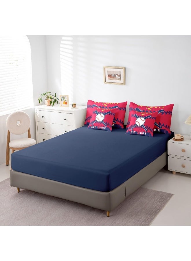 Erosebridal - Erosebridal 7 Pcs Comforter Set Twin Size, Baseball Bed in a Bag with Flat Sheet and Fitted Sheet for Kids, Baseball Patchwork Bedding Set with Pillowcase and Sham (ST Louis) - Image 1