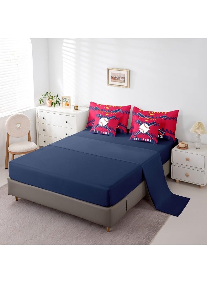 Erosebridal - Erosebridal 7 Pcs Comforter Set Twin Size, Baseball Bed in a Bag with Flat Sheet and Fitted Sheet for Kids, Baseball Patchwork Bedding Set with Pillowcase and Sham (ST Louis) - Image 1