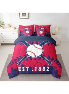 Erosebridal Erosebridal 7 Pcs Comforter Set Twin Size, Baseball Bed in a Bag with Flat Sheet and Fitted Sheet for Kids, Baseball Patchwork Bedding Set with Pillowcase and Sham (ST Louis)  - Image 2