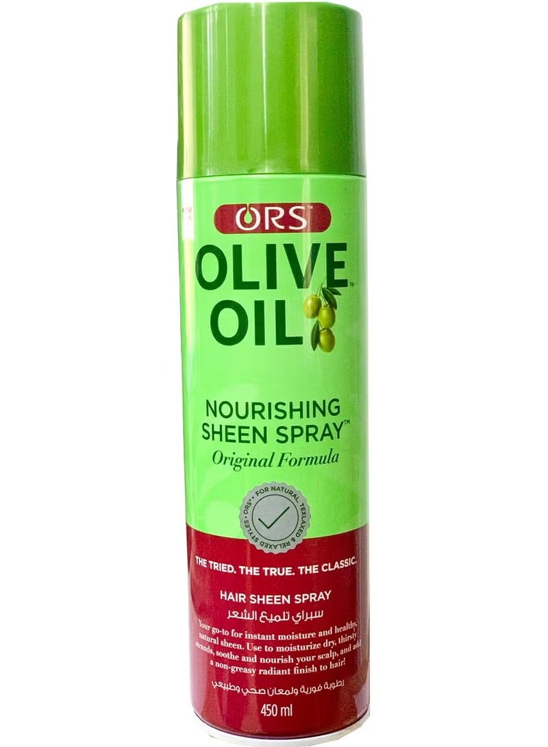ORS Olive Oil Nourishing Hair Sheen Spray 450ml – Moisturizing & Shine Spray for Dry & Damaged Hair – Enhances Hair Health and Restores Softness - Image 1