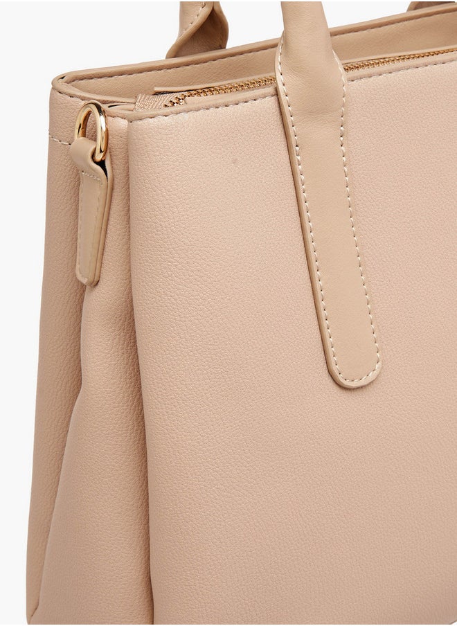 Flora Bella By Shoexpress - Textured Tote Bag with Zip Closure and Double Handle - Image 1