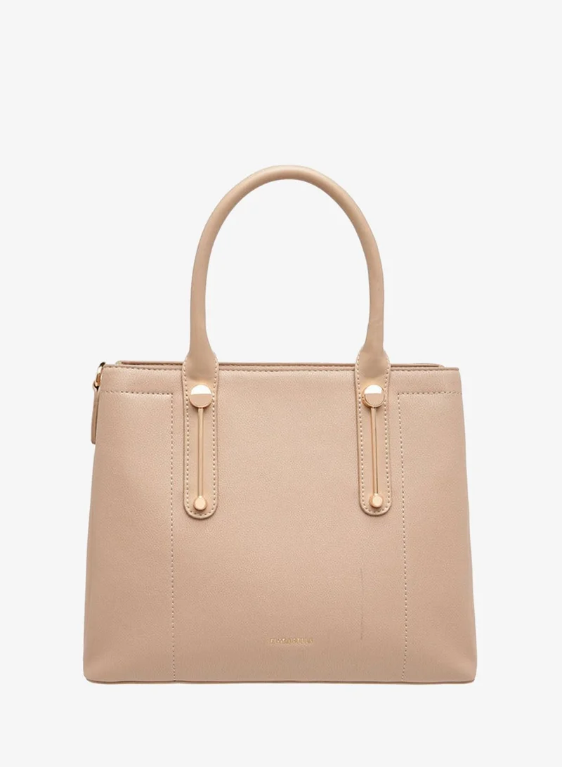 Women's Textured Tote Bag with Zip Closure and Double Handle