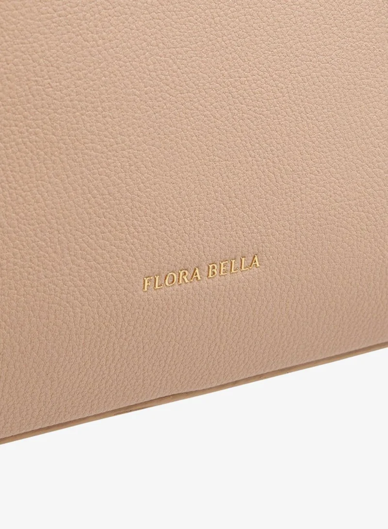 Flora Bella By Shoexpress beige Women's Textured Tote Bag with Zip Closure and Double Handle for Women | Best Price UAE