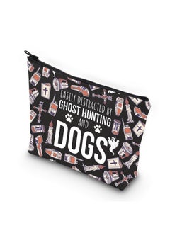 WCGXKO Ghost Hunting Gift Ghost Hunting Gift Paranormal Gift Easily Distracted By Ghost Hunting And Dogs Zipper Pouch Makeup Bag (Hunting And Dogs)  - Image 1