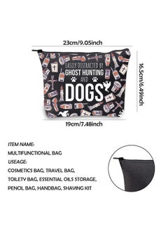 WCGXKO Ghost Hunting Gift Ghost Hunting Gift Paranormal Gift Easily Distracted By Ghost Hunting And Dogs Zipper Pouch Makeup Bag (Hunting And Dogs)  - Image 2