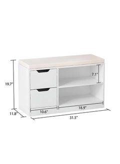 AtoZ Furniture Tola White Shoe Storage Rack Bench in White Color 