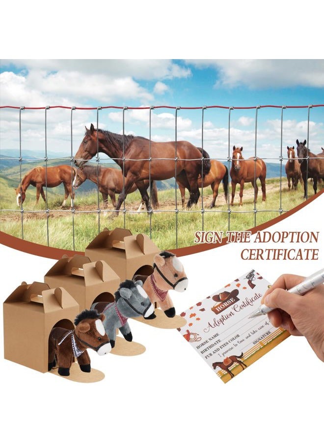 Wenceda Adopt a Horse Party Supplies, Horse Adopt Party Favor, 12 Stuffed Horse Centerpiece 12 Foldable Boxes 12 Mini Denim Scarf 12 Adoption Certificates Card 1 Adoption Sign for Horse Party Decoration Favor - Image 5