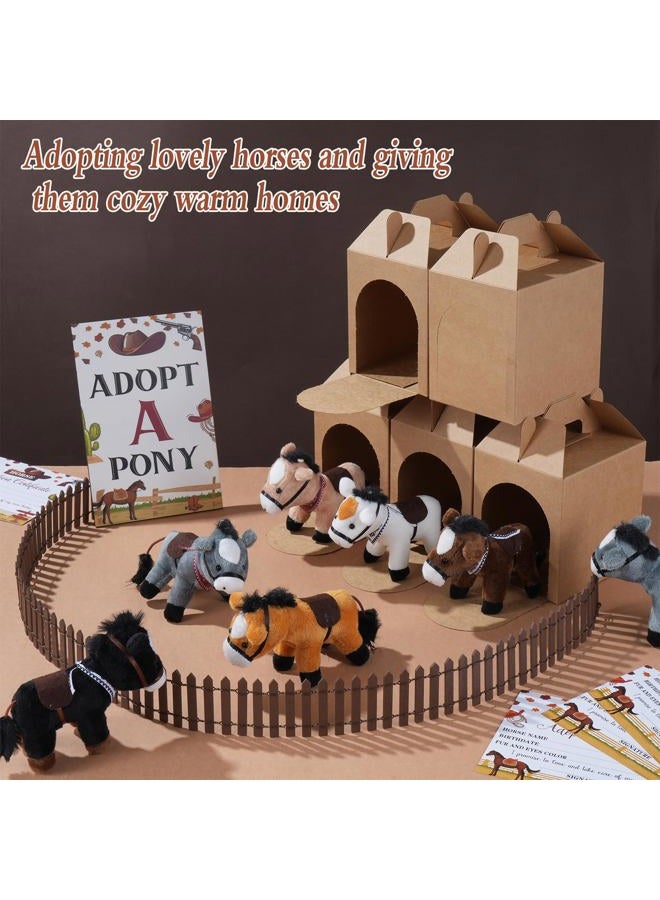 Wenceda Adopt a Horse Party Supplies, Horse Adopt Party Favor, 12 Stuffed Horse Centerpiece 12 Foldable Boxes 12 Mini Denim Scarf 12 Adoption Certificates Card 1 Adoption Sign for Horse Party Decoration Favor - Image 4