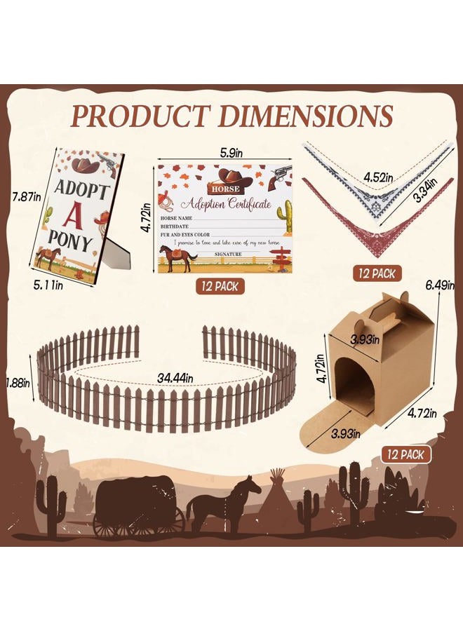 Wenceda Adopt a Horse Party Supplies, Horse Adopt Party Favor, 12 Stuffed Horse Centerpiece 12 Foldable Boxes 12 Mini Denim Scarf 12 Adoption Certificates Card 1 Adoption Sign for Horse Party Decoration Favor - Image 2