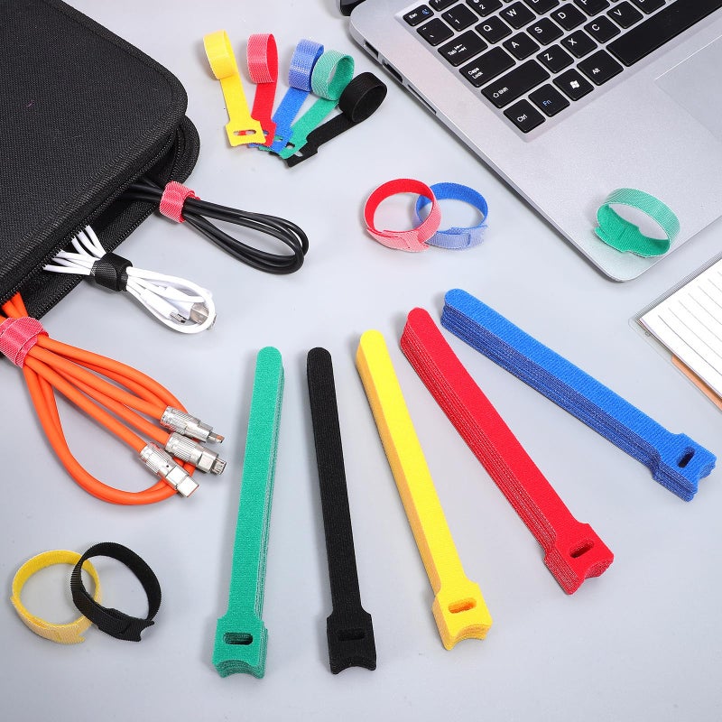 Reusable Cable Ties 150mm Multi Color 100Pcs Cord Organizer for Home Office Electronics - Image 5