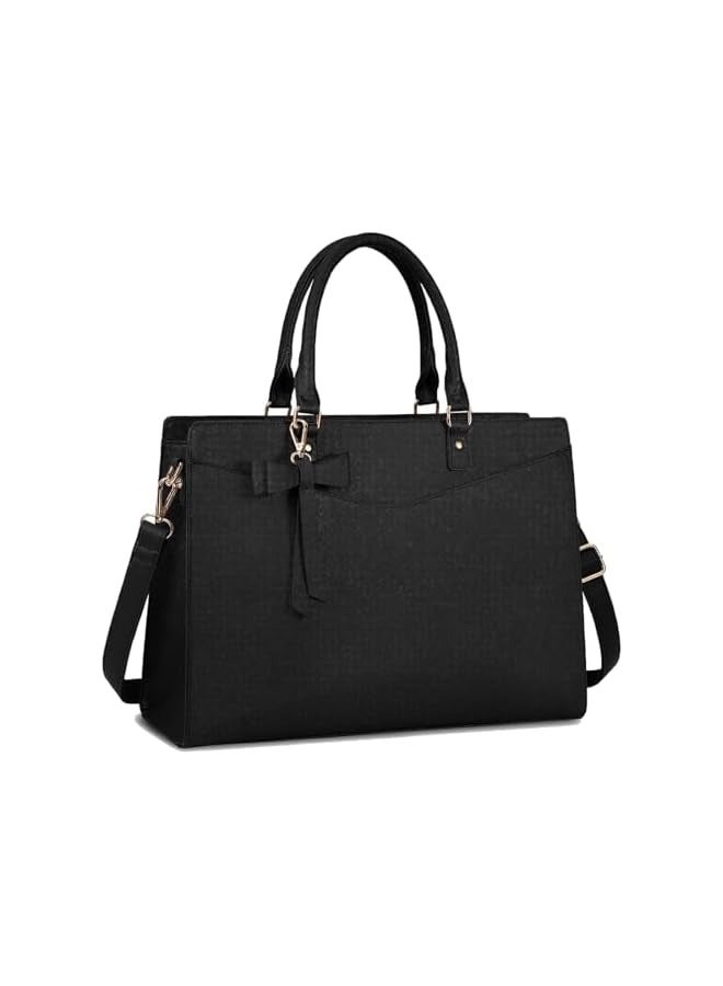 PROMASS Laptop Bag for Women, 15.6 Inch Waterproof PU Leather Tote Bag Business Computers Work Bag University Bag with Multiple Pockets Large Capacity Office Handbag Shoulder Bag  - Image 1