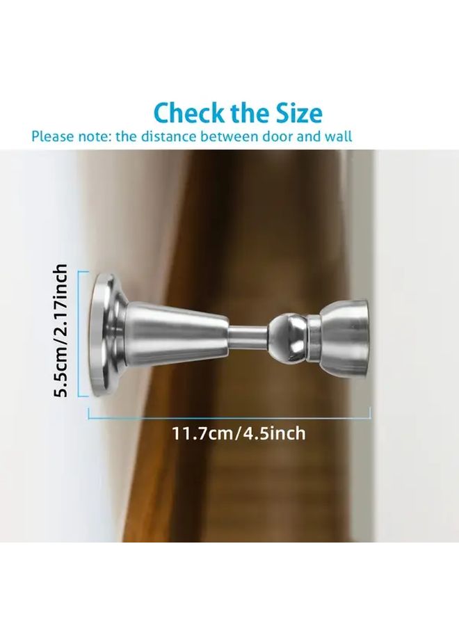 2Pcs Magnetic Door Stoppers Stainless Steel No Drill Wall Floor Mount Strong Hold - Image 2