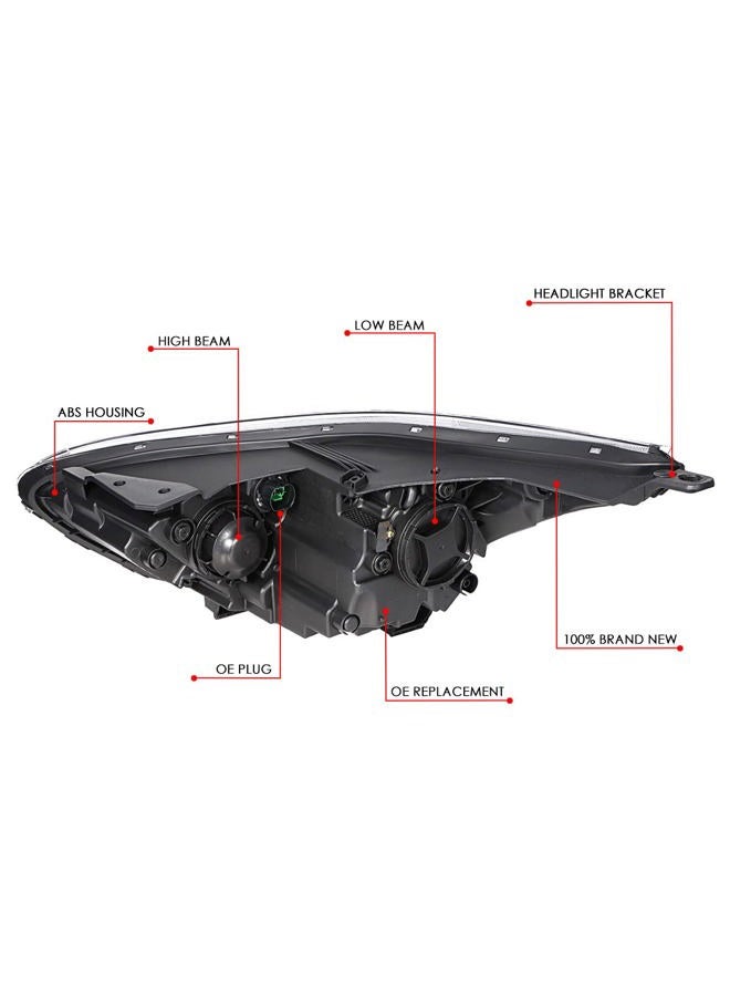 DNA MOTORING OEM-HL-0140-R المصباح الأمامي الهالوجين للجانب الأيمن المتوافق مع 2019-2021 فورتة - Image 3