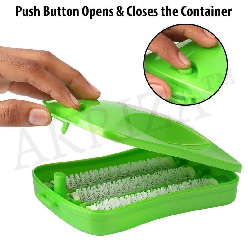 AKRIZA AKRIZA Plastic Handheld Carpet Roller Brush Cleaning with Dust Crumb Collector for Carpets Car Seats Table LinenBed Sheets Sofas Plastic Wet and Dry BrushColor May Vary 2  - Image 5
