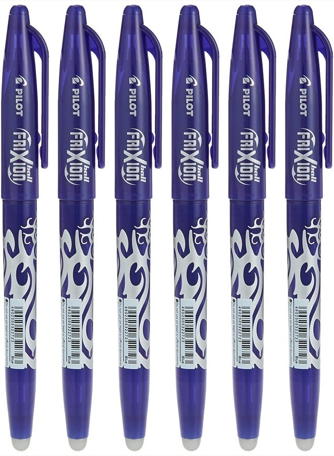 PILOT FriXion Ball 0.7mm Erasable Gel Pens, Fine Point, Blue Ink, Pack Of 6 - Image 2