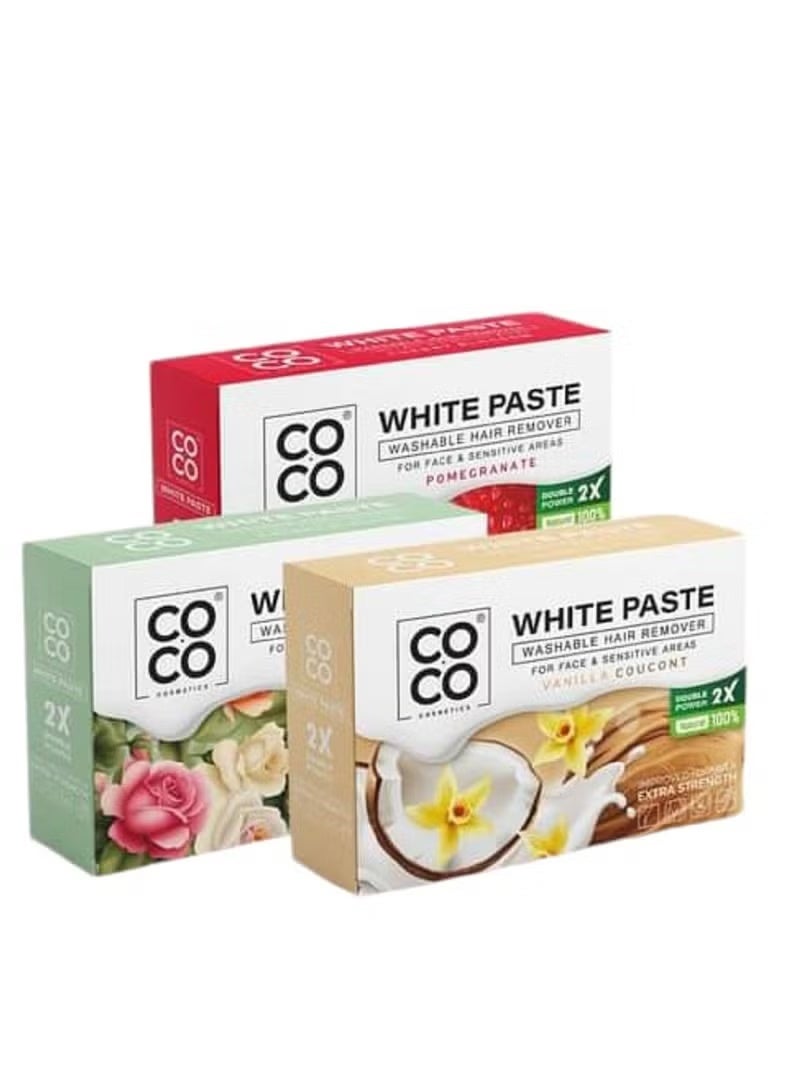 كوكو عجينه بيضاء لازاله الشعرالجسم والوجه كوكو واكس 3 قطع