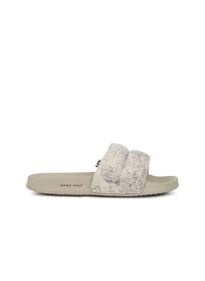 تشيبس Beige Printed Casual Sliders for Women