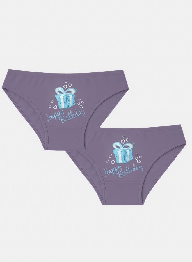 Dahab Cotton Set Of 2 Pieces High Rise Briefs Printed Shapes For Women - Image 1